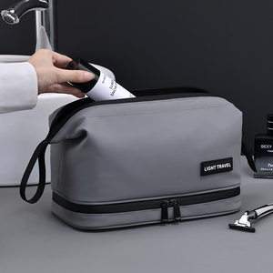 กระเป๋าเครื่องสำอางแบบพกพาสำหรับเดินทางกระเป๋าเครื่องสำอางสำหรับผู้ชายกระเป๋าแบบสองช่องใส่โลโก้ได้ตามต้องการ - Product Image 6