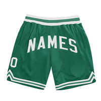 Shorts de basketball pour hommes en tissu peigné vert basique, design personnalisé, broderie personnalisée, nom, numéro, logo, haute qualité, respirant