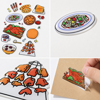 Feuille d'autocollants en gel découpés en forme de dôme époxy pour la décoration artisanale de carnets à spirales, motifs canard rôti et nouilles, thème cuisine chinoise