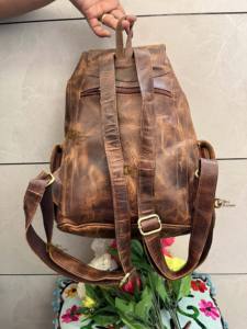 Sac à dos unisexe imperméable en cuir véritable élégant avec poche multi-usage pour les voyages en plein air-Produit en vrac en gros de mode - Product Image 4