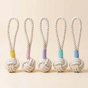 Jouet de tirage en corde naturelle blanche fait main pour chien, écologique, de luxe, en caoutchouc naturel, grand format, pour chats, animaux de compagnie, sac cadeau pour chien - Product Image 2