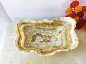 Bol unique en pierre d'onyx blanc, bol en pierre naturelle blanche, bol en onyx belle pièce maîtresse en onyx - Product Image 4