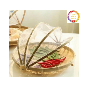 Couverture alimentaire en bambou faite à la main et panier de vannage pour couvrir la nourriture et la décoration de la maison - Product Image 1