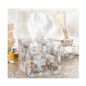 Vente en gros de couverture de boîte à mouchoirs Support de boîte à mouchoirs carré décoratif pour salle de bain fini en belle coquille de nacre - Product Image 4