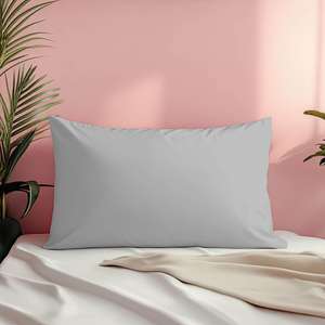 Taie d'oreiller de luxe grise en polycoton pour hôtel, 50x70cm, simple, douce, respirante, pour la maison, forme rectangulaire, motif uni, tissée - Product Image 5