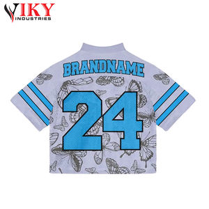 Moda Deportes Suelto Impreso Casual Tamaño 24 Rugby Jersey Contraste Color Costura Cuello en V Camisa de manga corta VIKY INDUSTRIES - Product Image 1