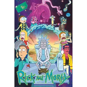 Affiche style Art Déco Rick et Morty, toile encadrée moderne Japandi à suspendre pour la décoration des toilettes, Saison 4, pour anniversaire - Product Image 1
