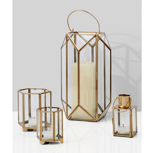 Mới thiết kế mới nhất và giá bán buôn vàng kim loại & đèn Lồng thủy tinh Terrarium vàng kim loại & thủy tinh hình nến đèn lồng lớn - Product Image 3