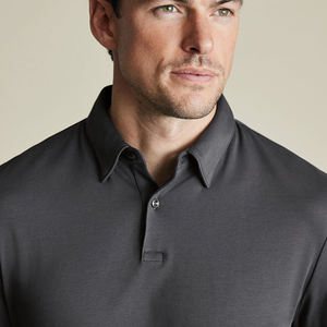 Polo de Manga Larga Personalizado Más Vendido para Hombre, Corte Clásico, 100% Algodón, Polo de Jersey Elegante de Manga Larga, Gris Grafito - Product Image 3