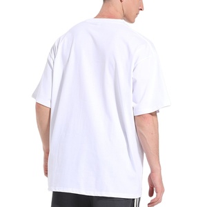 Camiseta informal transpirable de tela de lona de algodón pesado para hombre de 380gsm, camiseta de alta calidad personalizada en blanco Regular Fit Drop Shoulder Rib O-cuello - Product Image 2