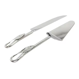 Ensemble de service à gâteau et couteau à poignée en métal feuille Ensemble de service à gâteau de mariage pour restaurants fête hôtel à bas prix - Product Image 1