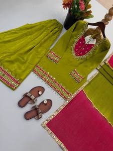 Salwar Kameez Indio de Alta Calidad para Mujer, Diseño Étnico Moderno con Bordado de Lentejuelas, Lavable, para Bodas - Product Image 3