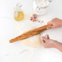 Rouleau à pâtisserie artisanal en bois d'olivier |   Ustensiles de cuisine tunisiens |   Emballage de marque privée
