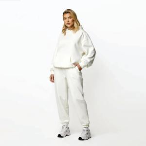 Jogger con puños elásticos para mujer con estampado de hojaldre 60% algodón 40% poliéster pantalones de chándal de ajuste relajado XS tamaño blanco para invierno - Product Image 3