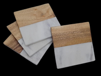 Ensemble de sous-verres en marbre blanc faits à la main, 4 pièces, style antique poli, sous-verres en pierre pour la décoration de la maison