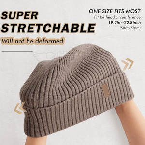 Gorro unisex personalizado de alta calidad, gorros de algodón/lana transpirable de secado rápido ajustable con impresión de logotipo personalizado de Color sólido - Product Image 3