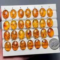 Ambre Baltique Naturel, Cabochon en Pierre Précieuse, Qualité Exceptionnelle, Rare, Couleur Miel Doré Chaleureux, Effet Feu, Pour la Fabrication de Bijoux, 100 Grammes, 5