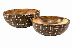 Bol à soupe en bois sculpté à la main au design moderne, de haute qualité, respectueux de l'environnement, d'origine indienne, pour la décoration de la maison, utilisation en fête, artisanat HA - Product Image 2