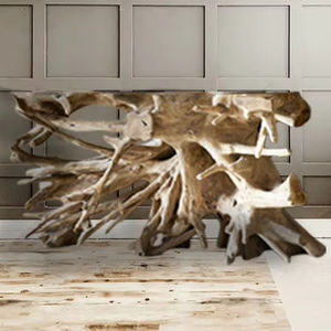 Mesa Consola de Raíz de Teca de Jepara, Indonesia, para Sala de Estar y Comedor, Decoración de Madera, 18 Pulgadas - Product Image 1