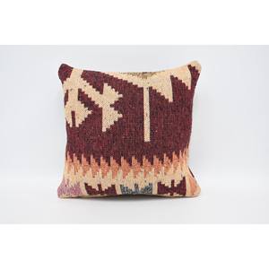 Oreiller en laine rouge de luxe 16x16 pouces géométrique Vintage motif moelleux tissé Technique literie portable pour coussins décoratifs - Product Image 1