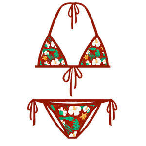 Conjunto de bikini de 2 piezas de color sólido de última moda, ropa de playa para nadar y bañarse de una pieza con sublimación de impresión digital de pantalla - Product Image 3