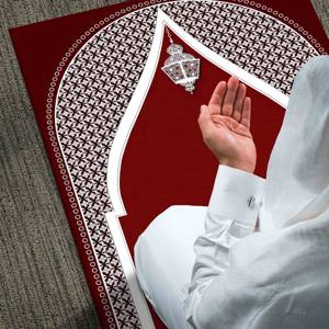 <b>Red</b> Islamic Prayer Rug: 3D Printed Worship Rug,With Pile Soft Rug - Product Image 2