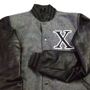 Veste d'hiver de qualité supérieure pour hommes 100% en laine véritable coupe-vent col montant haute rue manches en cuir veste Letterman - Product Image 1