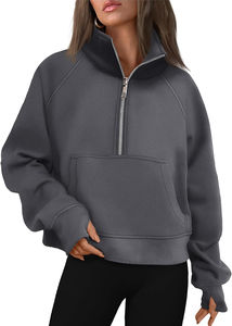 Sudadera con capucha de algodón con cremallera para mujer, ropa deportiva para deportes, gimnasio, Top corto, sudadera de invierno de fábrica al por mayor - Product Image 6