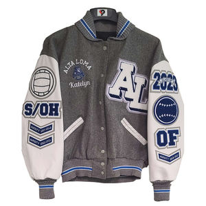 Vente en gros vestes universitaires vierges corps en laine manches en cuir patchs personnalisés veste universitaire Lettermen broderie veste universitaire hommes - Product Image 1
