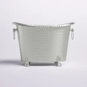 Elegante Cubitera Redonda de Acero Inoxidable de 5L con Diseño Zen Asiático para Enfriar Cerveza y Vino, Ideal para Eventos y Catering, Hecha a Mano, Zahid Premium - Product Image 1