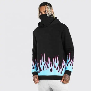 Vente en gros 100% sweat à capuche d'hiver pour hommes en molleton de coton personnalisé imprimé flamme pull-over Streetwear techniques brodées à la mode - Product Image 4
