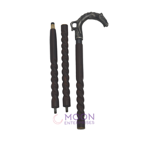 Bastón Premium con 3 juntas de madera maciza y mango de metal de latón Bastón para la venta por exportadores - Product Image 2