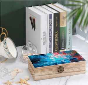 Caja de madera artesanal tradicional hecha de mango Acacia y madera de pino con diseño de Arte Abstracto esmaltado de Craft Emporium - Product Image 6