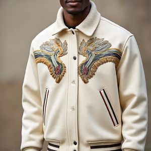 100% chaquetas universitarias de manga de lana Collage hombres invierno Chenille bordado parches béisbol Varsity chaqueta hombres - Product Image 6