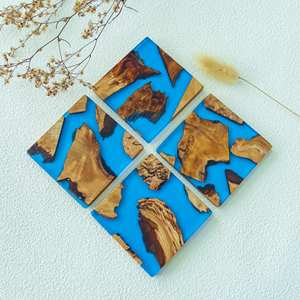 Posavasos cuadrados únicos de resina epoxi de madera de nogal, perfectos para bebidas de té, accesorio de mesa y elegante juego de decoración para el hogar de 4 Uds. - Product Image 6