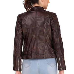 Chaqueta de cuero para mujer de la mejor calidad 2024, chaqueta de moda de cuero para mujer, precio al por mayor - Product Image 3