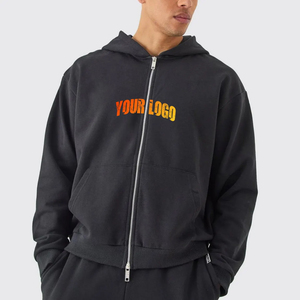 Venta caliente Nueva llegada de los hombres de calidad superior con cremallera Sudadera con capucha transpirable de secado rápido de talla grande de lana ropa informal bordada con capucha - Product Image 4