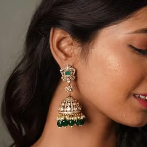 Boucles d'oreilles élégantes en laiton plaqué or mat ensemble de bijoux de haute qualité pour les mariages fêtes fiançailles anniversaires cadeau - Product Image 1