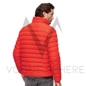 Chaquetas acolchadas de invierno con logotipo frontal personalizado cálidas para hombre, cuello levantado de lona, transpirables para exteriores - Product Image 3