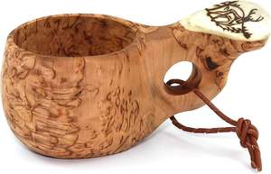 Mug en bois rustique nordique Kuksa, fait à la main, mug à thé Bushcraft, mug en bois Kuksa éco-responsable, sculpté à la main, réutilisable - Product Image 4