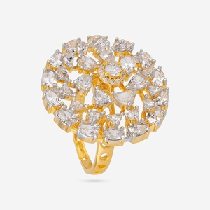 Fashionable Vintage Zircon Finger Ring 188795 Stylish Alloy Inlay Trendy Geometric Number Shape Christian for Party Hot Item - Product Image 1