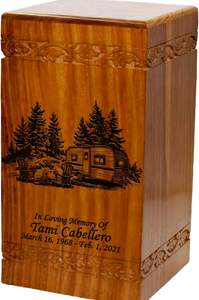Wooden Cremation <b>Urn</b> <b>Large</b> Size Human Funeral <b>Urn</b> with Personalization (Camper) - Product Image 4