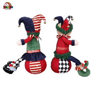Zaves 13 pouces boule assise garçons et filles éléments <span class=keywords><strong>de</strong></span> cirque <span class=keywords><strong>de</strong></span> Noël décoration <span class=keywords><strong>de</strong></span> <span class=keywords><strong>clown</strong></span> en noir blanc rouge et rayures <span class=keywords><strong>à</strong></span> carreaux - Product Image 6
