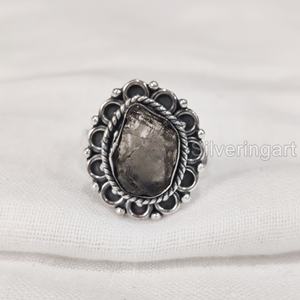 Rough <b>Stone</b> Jewelry Women's <b>Ring</b> Natural Raw Smoky Quartz Gemstone Birthstone Bohemian <b>Ring</b> Handmade 925 Sterling <b>Silver</b> <b>Ring</b> - Product Image 3