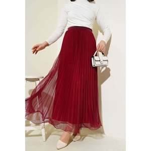 Jupe en tulle plissée à volants Bordeaux - Product Image 2