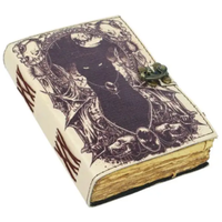 Journal en cuir vintage pour sorcières, reliure thermique, 120 feuilles, pour écriture, grimoires et croquis, cadeau unique pour la sorcellerie, fait main Al-Amir