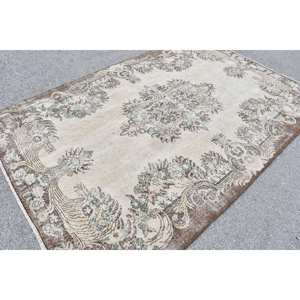 Classic Beige Brown 6x9ft Vintage Turkish <b>Rug</b> <b>Large</b> Area Wool Patchwork Design <b>for</b> Hallway Bedroom Latex <b>for</b> <b>Living</b> <b>Room</b> Bedside - Product Image 2