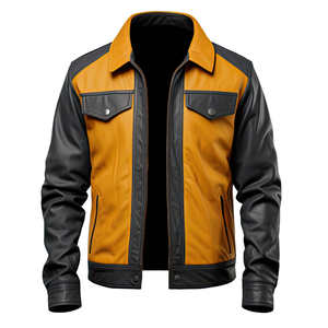 Veste à capuche décontractée pour homme, en cuir véritable, pour moto, saison hivernale, fermeture éclair, toile unie, teinte unie, devant, vente en gros au Pakistan - Product Image 5