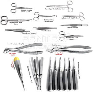 ชุดเครื่องมือสแตนเลสสำหรับสัตวแพทย์ สำหรับการถอนฟันและศัลยกรรมช่องปาก ใช้แรงดึงด้วยมือ - คีมถอนฟัน กรรไกร - Product Image 1