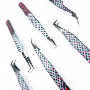 Pinzas de extensión de pestañas de alta calidad, pinzas de pestañas de acero inoxidable sólido con punta de fibra de agarre de diamante recubierto de papel, logotipo personalizado - Product Image 5